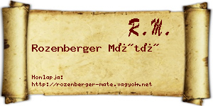 Rozenberger Máté névjegykártya